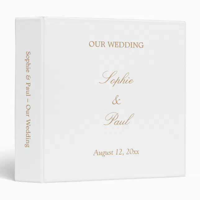 Elegant Beige Script Wedding Personalized 3 Ring Binder