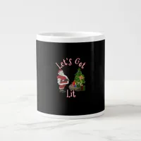Let's Get Lit Santa Christmas Tree Design Giant Coffee Mug