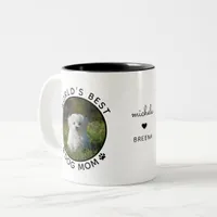 Cute World's Best Dog Mom Personalized Name Photo Two-Tone Coffee Mug