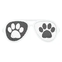 Dog Puppy Paw Print Black and White Party Aviator Sunglasses