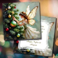 Enchanted Vintage Fairy Personalized Christmas Holiday Card
