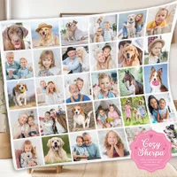 Custom Family 30 Photo Collage Cute Memories Sherpa Blanket