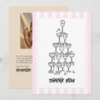 Champagne & Blush Chic Champagne Tower Thank You Card