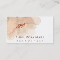 *~* Floral Abstract Soft Beige Peach Watercolor Business Card