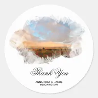 *~* THANK YOU Rainbow Beach Ocean Floral AR11 Classic Round Sticker