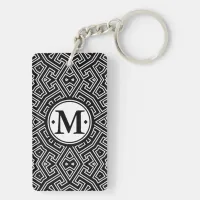 Geometric Pattern Monogram Black and White ID149 Keychain