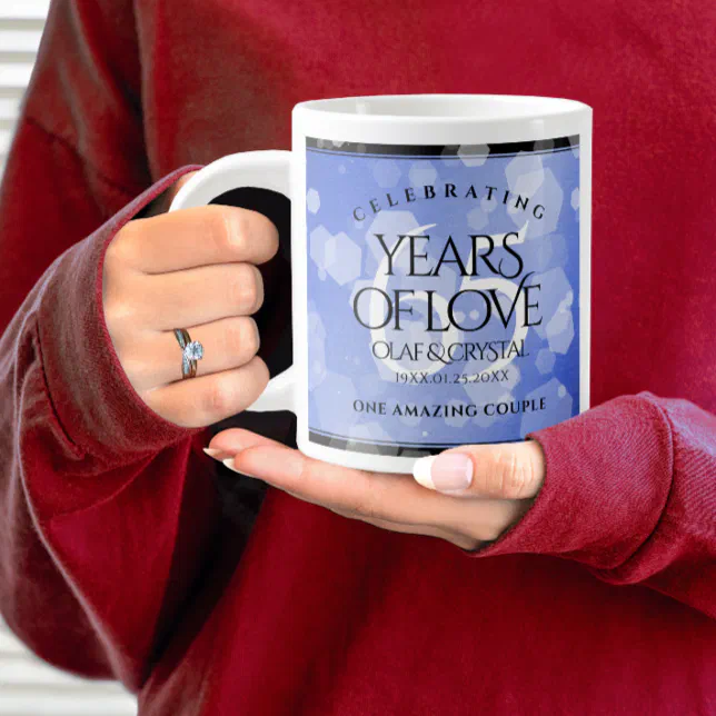 Elegant 65th Blue Sapphire Wedding Anniversary Giant Coffee Mug