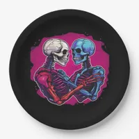 American Traditional Skeleton Holding Hands Tattoo Paper Plates