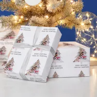 Christmas Tree Shape Photo Name Merry Christmas  Wrapping Paper