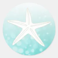 Teal and White Starfish Stickers