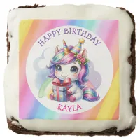 Personalized Girl's Birthday Unicorn Brownie