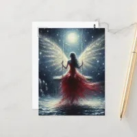Fairy in a Red Dress on the Swing Postcard