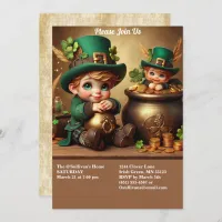 St Patrick's Day Pot of Gold Boy Leprechaun Party Invitation