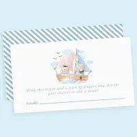 Nautical Elephant Bear Baby Shower Diaper Raffle Enclosure Card