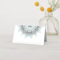 Mandala Lace Wedding Lt. Blue ID968 Place Card