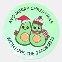 Avo Merry Christmas Avocado Humor Holiday Classic Round Sticker