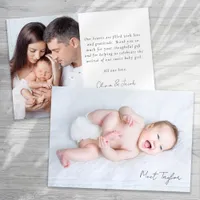 Photo Calligraphy Name Birth Stats New Baby Thank You Card