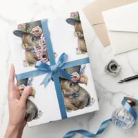 Adorable Watercolor Rabbit Wrapping Paper