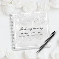 Guest book memorial funeral silver butterfly 