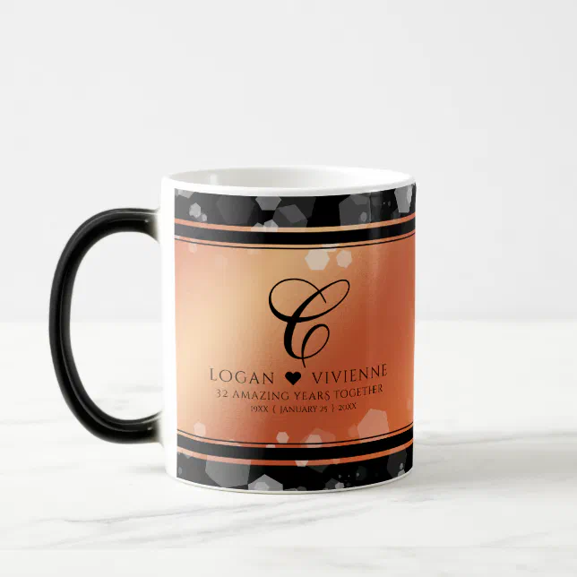 Elegant 8th 32nd Bronze Wedding Anniversary Magic Mug