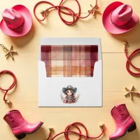 Rustic Western Little Cowgirl Baby Shower Envelope