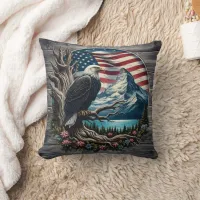 Majestic Eagle Against Mountainous Landscape Throw Pillow