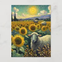 Sheep in the Sunflower Field Van Gogh Postcard