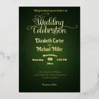 Beautiful Dark Green Olive Color Foil Invitation