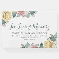 Watercolor Roses Memorial Funeral Remembrance Guest Book