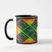 Dad Fancy Text Orange and Yellow Mug