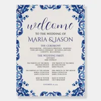 Mexican Blue Floral Elegant Fiesta Wedding Program Foam Board