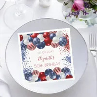 Birthday patriotic USA red white blue flag Napkins