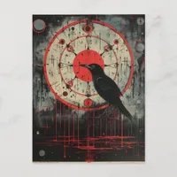 A Raven Red Black Horror Art Postcard