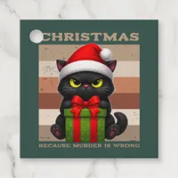 Modern Mocha Christmas Cat Funny Holiday Photo Favor Tags