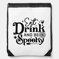 Eat Drink And Be Spooky Retro Classic Drawstring Bag