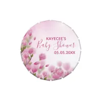 Personalized Pink Flowers Floral Baby Shower Candy Tin