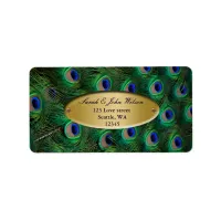 elegant gold peacock address label