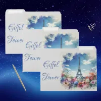 Eiffel Tower Paris Floral Monogram | File Folder