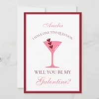 Martini Galentine's Day Aesthetic Red and Pink  Card