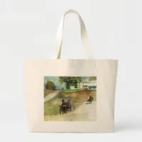 Three Amish Buggies Large Tote Bag