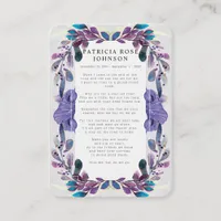 Floral Photo Sympathy Funeral Memorial Card