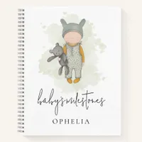 Cute Boho Chic Name Bear Baby Milestones  Notebook