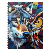 Wolf and Owl Vibrant and Colorful Notebook