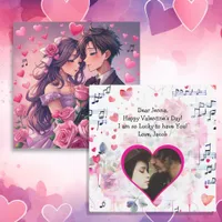 Cute Couple Anime Personalized Valentine's Day Card