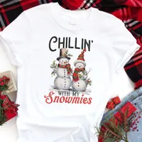 Chillin with My Snowmies Funny Snowman Christmas Tri-Blend Shirt