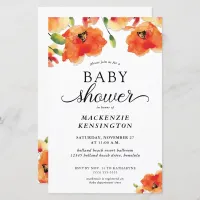 Budget Elegant Golden Poppy Baby Shower Invitation