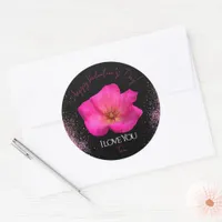 I Love You - Rose -Valentines Personalized Trendy  Classic Round Sticker