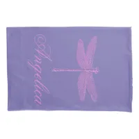 Pink and Purple Fantasy Dragonfly  Personalize Pillow Case