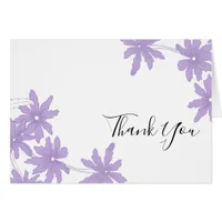 Purple Daisies on White Thank You Cards