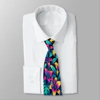 Electric Blooms in Neon Floral Symphony Neck Tie